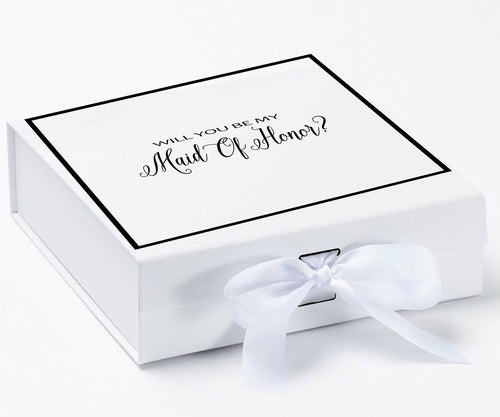 Will You Be My maid of honor? Proposal Box White -  Border