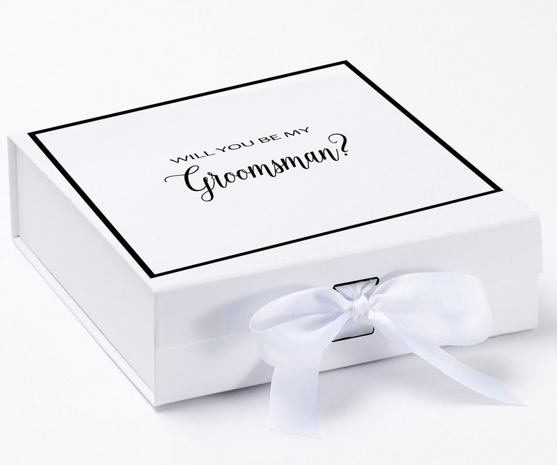 Will You Be My groomsman? Proposal Box White -  Border