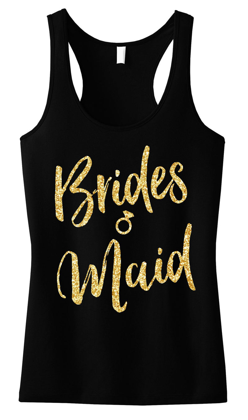 Bridesmaid Script Tank Top with Gold Glitter - Pick Color