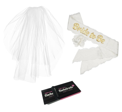 "Bride To Be" White Lace & Satin Bachelorette