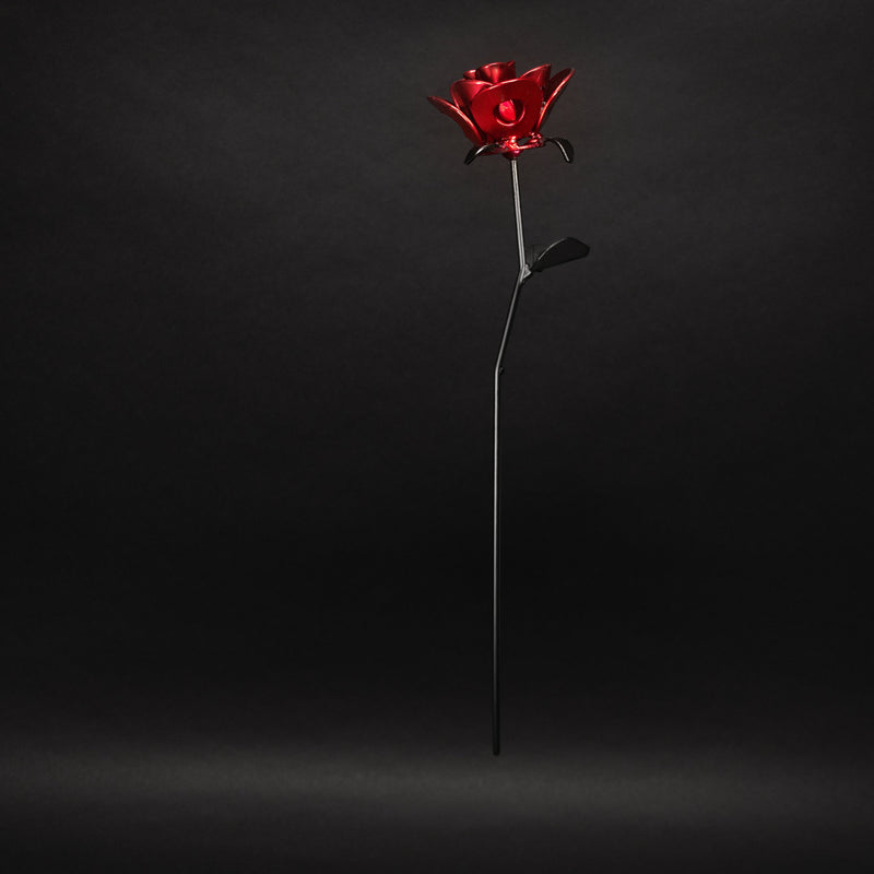 Red and Black Immortal Roses, Recycled Metal Roses, Steel Rose