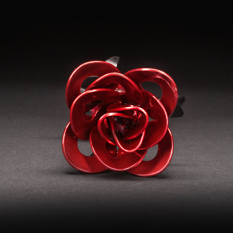 Red and Black Immortal Roses, Recycled Metal Roses, Steel Rose