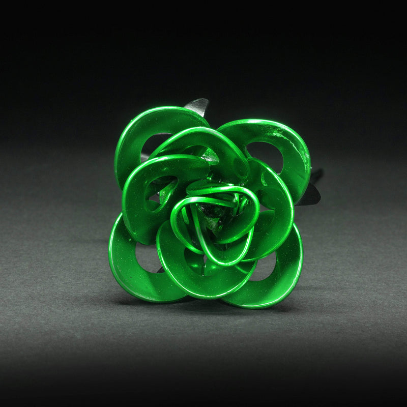 Green and Black Immortal Rose, Recycled Metal Rose, Steel Rose