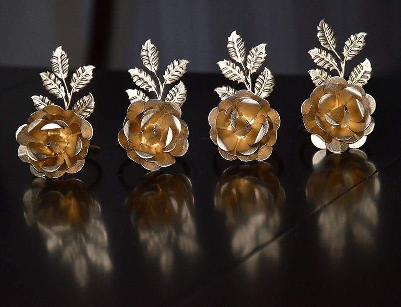 Vibhsa Golden Rose Set of 4 Napkin Rings