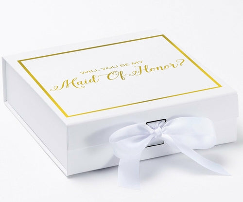 Will You Be My maid of honor? Proposal Box White -  Border