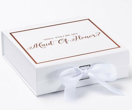 Will You Be My maid of honor? Proposal Box White -  Border