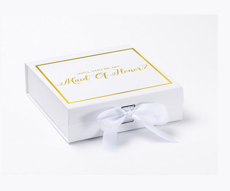 Will You Be My maid of honor? Proposal Box White -  Border