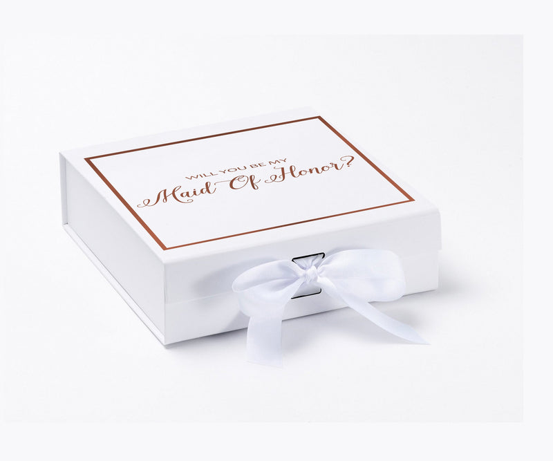 Will You Be My maid of honor? Proposal Box White -  Border